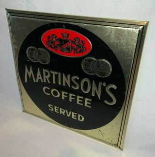 ANTIQUE MARTINSON ' S COFFEE TIN LITHO EMBOSSED COUNTRY STORE SIGN GROCERY CAN OLD 2