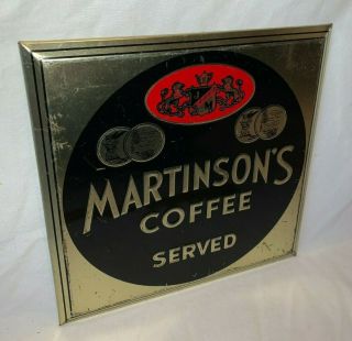 ANTIQUE MARTINSON ' S COFFEE TIN LITHO EMBOSSED COUNTRY STORE SIGN GROCERY CAN OLD 3