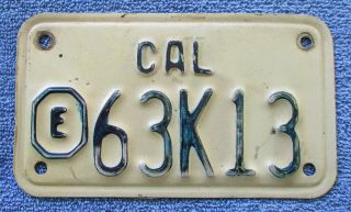 California Octagon E,  City,  County Exempt Motorcycle License Plate