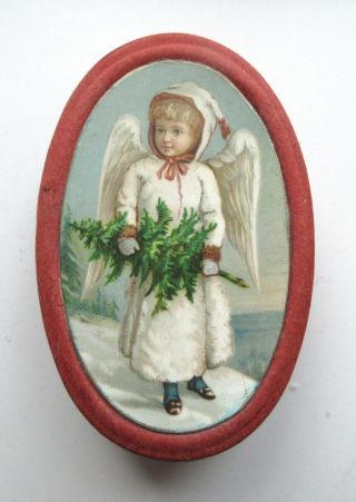 Antique Victorian Christmas Soap Or Candy Box Angel Motif