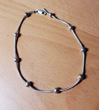 925 Sterling Silver Authentic Vintage Beaded / Ball Anklet (10 ")