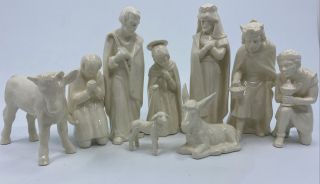 Goebel Vintage White Porcelain Nativity Set,  9/11pcs,  No Baby Jesus