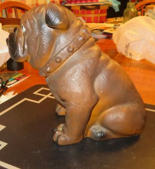 1970s Mack Truck Bulldog Hard Plastic Piggy Bank Bull Dog Figural w/ Stopper 3