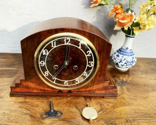 Fully Restored 1930s Antique 8 - Day Striking Mantel Clock