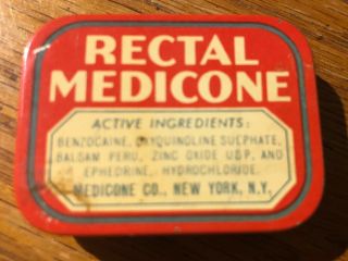 Vintage Medicine Tin Rectal Medicone