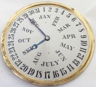 Antique En Welch Double Dial Calendar Clock Bottom Dial & Movement Parts Repair