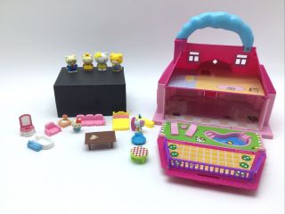 Vtg Blue Box Hello Kitty Mini Doll House Carry - Along Dolls Furniture Accessories