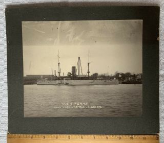 Mounted Photograph Spanish American War Battleship U.  S.  S Texas 17