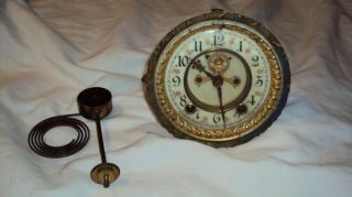Antique Ansonia Crystal Regulator Open Escapement Clock Movement Dial Door Gong