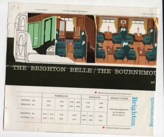 British Railways Leaflet The Brighton & Bournemouth Belle Services Fares 1966/67
