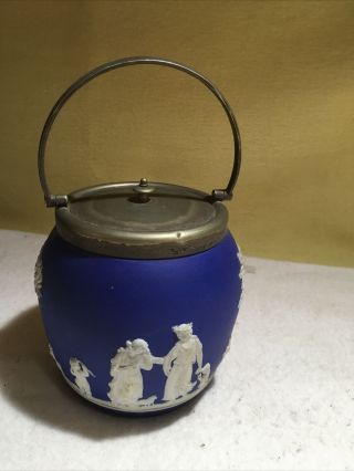 Vintage Wedgwood Jasperware Biscuit Barrel - Dark Blue