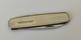 Ancien Couteau Pliant Publicitaire Petrole Hahn Old Ads Vintage Folding Knife