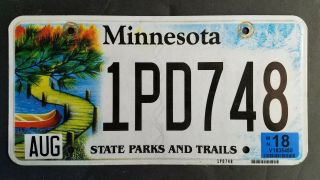 Minnesota License Plate Critical Habitat State Parks Trails No tabs 1PD748 Alum 2