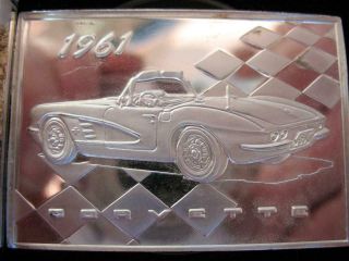 1.  2 Oz Classic 1961 327 Corvette Convertible.  925 Silver Rare Bar Mecum,  Gold