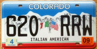 2009 Colorado Specialty License Plate Number Tag Italian American - $2.  99 Start
