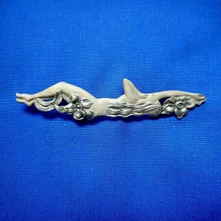 Vintage Sterling Silver Art Nouveau Reclining Woman Pin