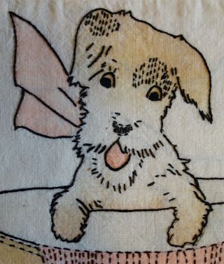 Vintage embroidered pillow cover WIRE FOX TERRIER PUPS with top hat cane gloves 2