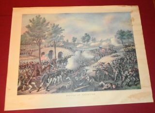 Kurz And Allison 1888 Colored Lithograph Of The Battle Of Antietam