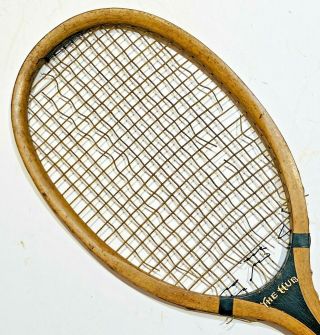 Wright & Ditson " The Hub " Antique Tennis Racquet With Black Painted Throat