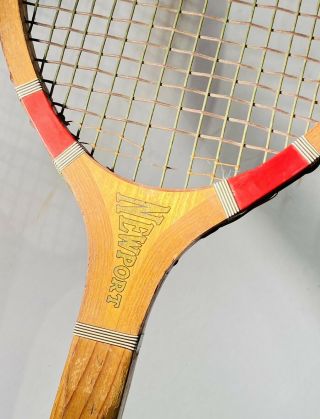 The Sports Center " Newport " Antique Tennis Racquet With Black Gut Strings