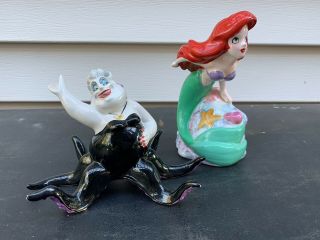 Vintage Little Mermaid Figurine Walt Disney Porcelain Figure Ariel &ursula Japan