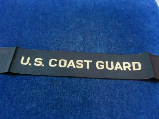 Orig Vintage Usn - United States Coast Guard Cap Tally " Us Coast Guard "