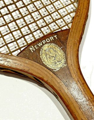 Horsman " Newport " Antique Tennis Racquet With Natural Gut Strings - C1905