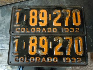 1932 Colorado License Plates,  Pair,  Hard To Find A Pair