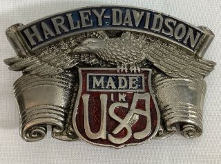 Vintage Harley Davidson Made In Usa Belt Buckle Solid Brass 1983
