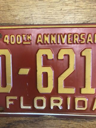 FLORIDA 1965 license plate 400th anniversary 10 - 62123 3