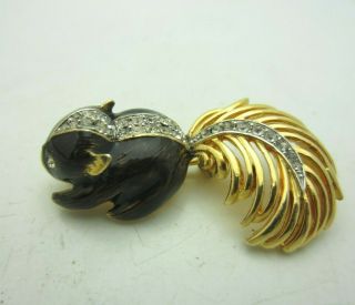 Vintage Boucher Baby Skunk Gold - Tone Pin / Brooch.  Enamel & Stones.  Look