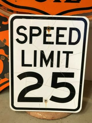 Vintage Retired 25 Mph Speed Limit Highway Street Road Sign Old Patina