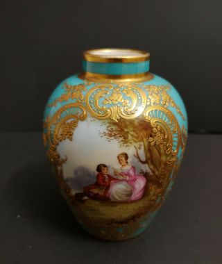 Wow Antique Sevres Porcelain Hand Painted Vase Signed & Marked