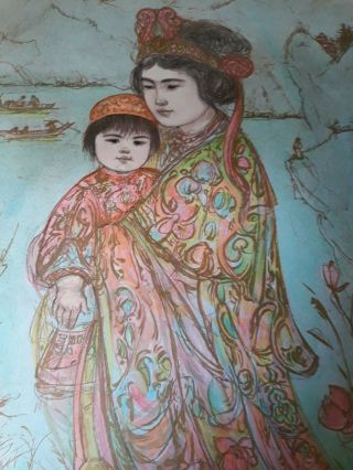 Edna Hibel Artist Proof And Pastels Asian Art Only One Lithograph Unique Signed