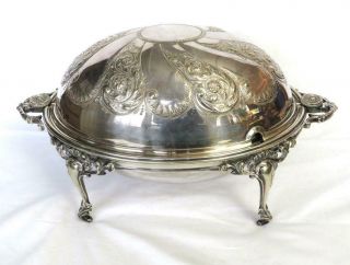 Antique James Dixon Sheffield Silver Plate Revolving Dome Biscuit Warmer Liner,