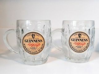 2 Vintage Guinness St James Gate Dublin 16oz Dimpled Glass Beer Mugs