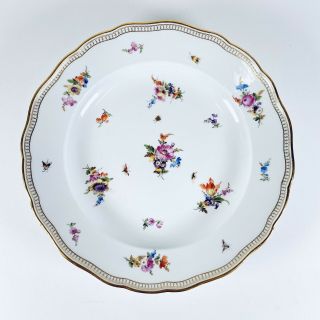 Antique Meissen Porcelain Bouquet & Insects Flowers Soup Bowl 9 3/4” - 10 Avail.