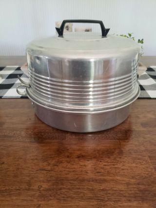 Vintage Regal Ware Double Aluminum 3 Pc Covered Cake Carrier With Locking Lid
