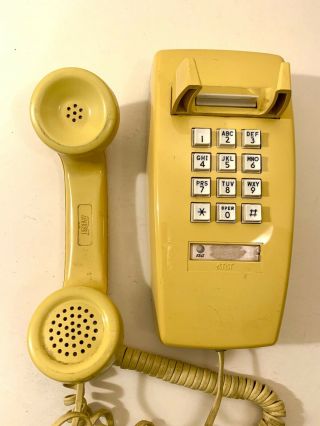 Vintage 80s AT&T Corded Wall Phone Yellow Push Button Touchtone Strangers things 2