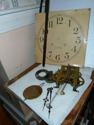 Antique - Ithaca - Grandfather Clock Movement - Ca.  1910 - To Restore - E450