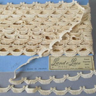 Card Vintage French Lace Scalloped Woven Trim 3/8 " W X 14,  Yds Made In France