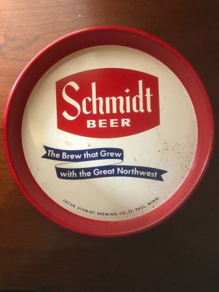 Vintage Schmidt Beer Tray “the Brew That Grew” 13 " Metal Tray