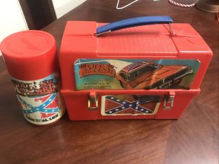 Vintage 1981 The Dukes Of Hazzard Aladdin Lunch Box And Thermos/ Red / Plastic