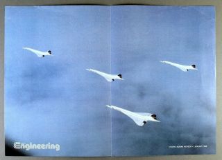 British Airways Concorde Formation Airline Poster Ba Supersonic January 1986