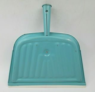 Vintage Mid Century Metal Dust Pan: Coffee Pot,  Grinder and Tea Pot.  Turquoise 3