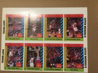Rare 1990 Mcdonalds Michael Jordan Jackie Joyner - Kersee Uncut 8 Cards Each Sheet