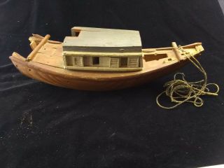 Antique Circa 1900 Folk Art Wooden Boat