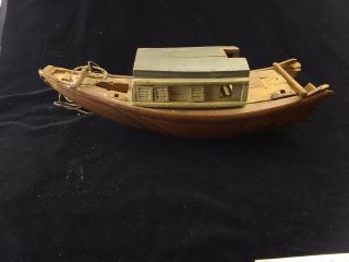Antique Circa 1900 Folk Art Wooden Boat 2