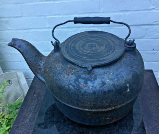 Antique Large Cast Iron Teapot Tea Kettle Humidifier