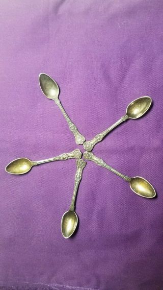 Five Tiffany English King Sterling Demitasse Spoons Monogrammed